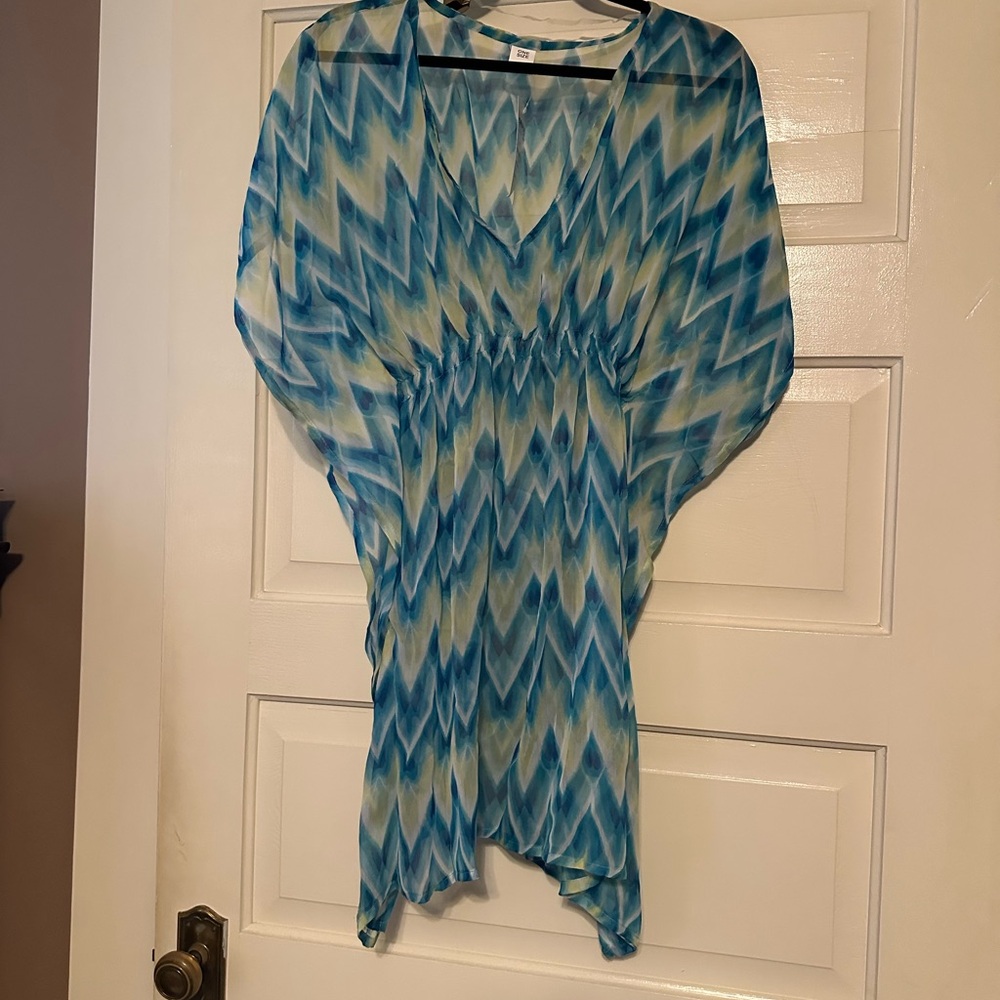 Blue and White Chevron Swimsuit Cover-Up Never Worn